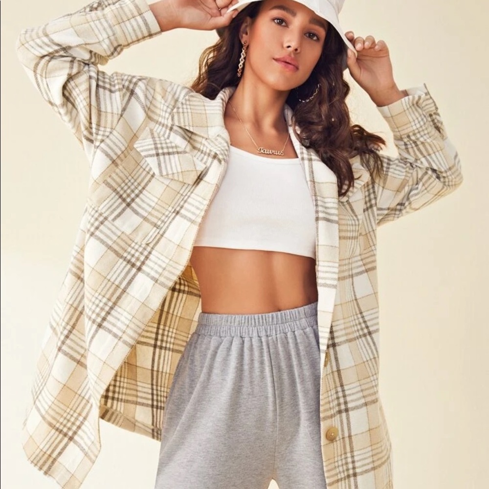 SHEIN plaid oversized shirt